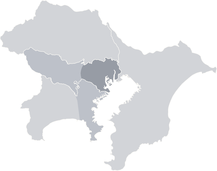 配送エリアの東京・神奈川・埼玉・千葉の地図